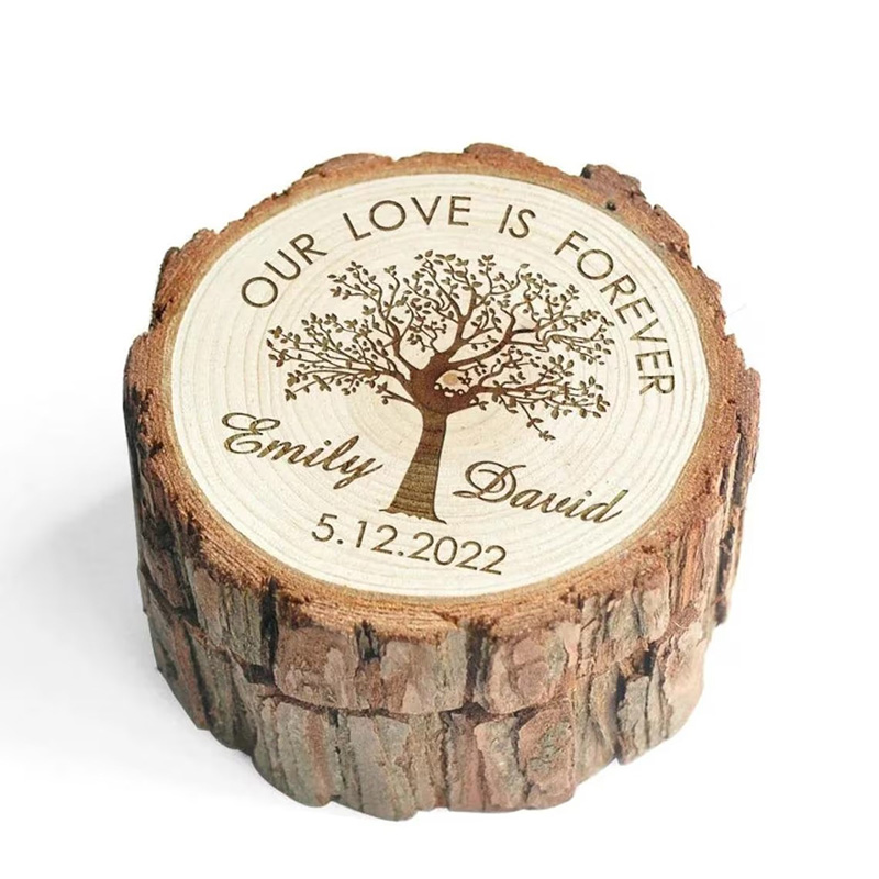 Wood Ring Blank - パーソナライズされた木製結婚指輪ボックスカスタム結婚指輪ボックス素朴なウェディングボックス婚約指輪ホルダープロポーズリング枕