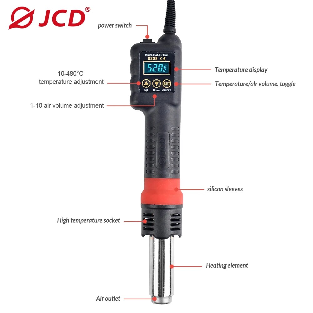 Jcd-マイクロホットエアガン8208 750w、LCDデジ - Heat Gun Small のレビューと価格