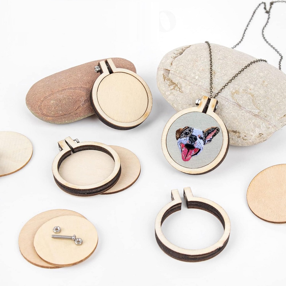 ミニ刺wooden木製フープリング、ラウンド、ワードローブ、 - Wood Ring Blank のレビューと価格