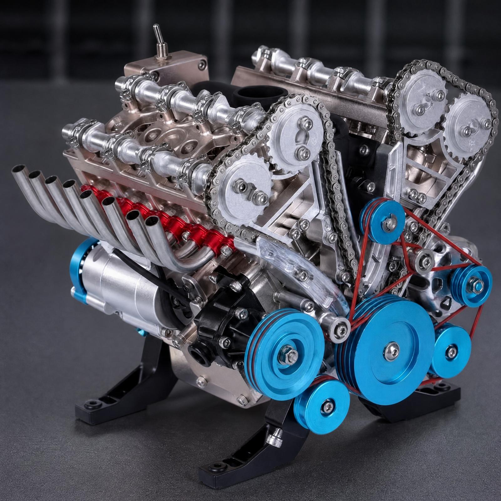 精巧な歯車とプーリーを備えた、ヴィンテージ風のエンジン模型。 - Resin Craft Workshop のレビューと価格