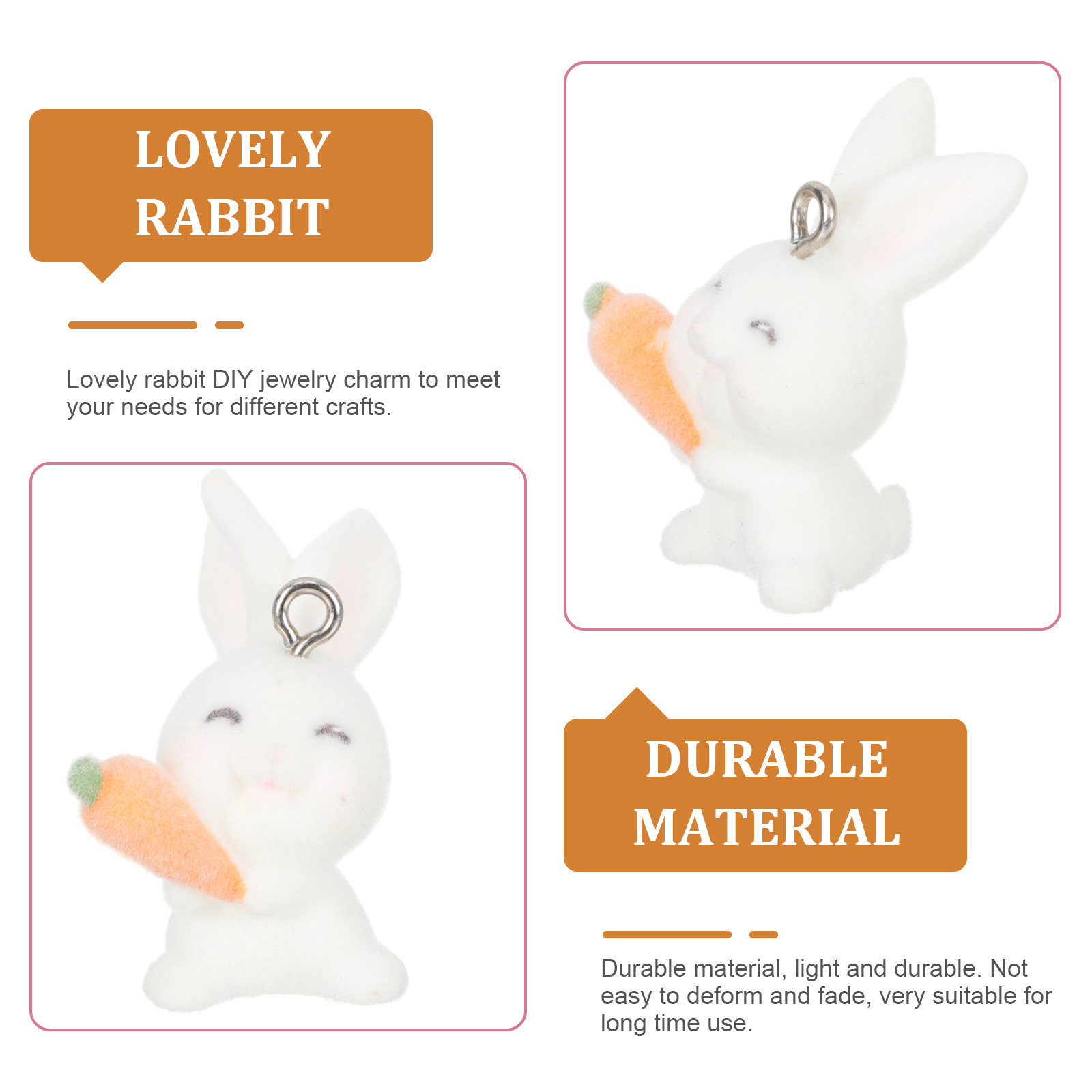 10個入り レジン製ウサギのチャームペンダント。かわいらしい - Resin Crafts Diy のレビューと価格