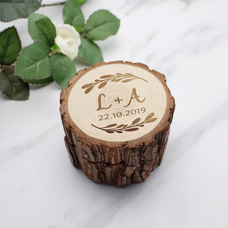 パーソナライズされた木製結婚指輪ボックスカスタム結婚指輪ボッ - Wood Ring Blank のレビューと価格